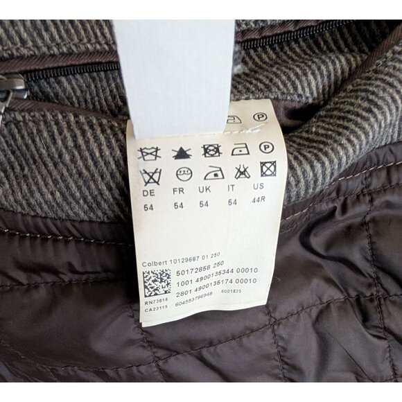 Hugo Boss Mens 44R Colbert Wool Blend Field Jacket Grey Tweed Epaulets - Picture 13 of 13